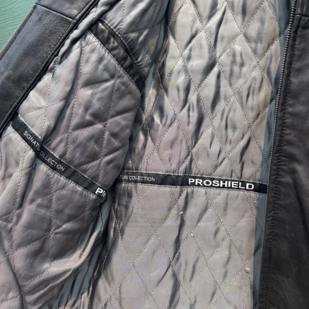 Proshield Signature Collection Black Genuine Leather Jacket XL Mens Vintage Zip